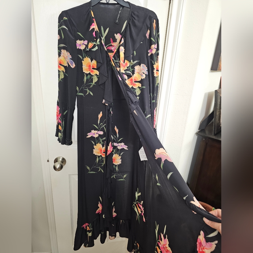 Etro Black Dress with Vibrant Floral Design